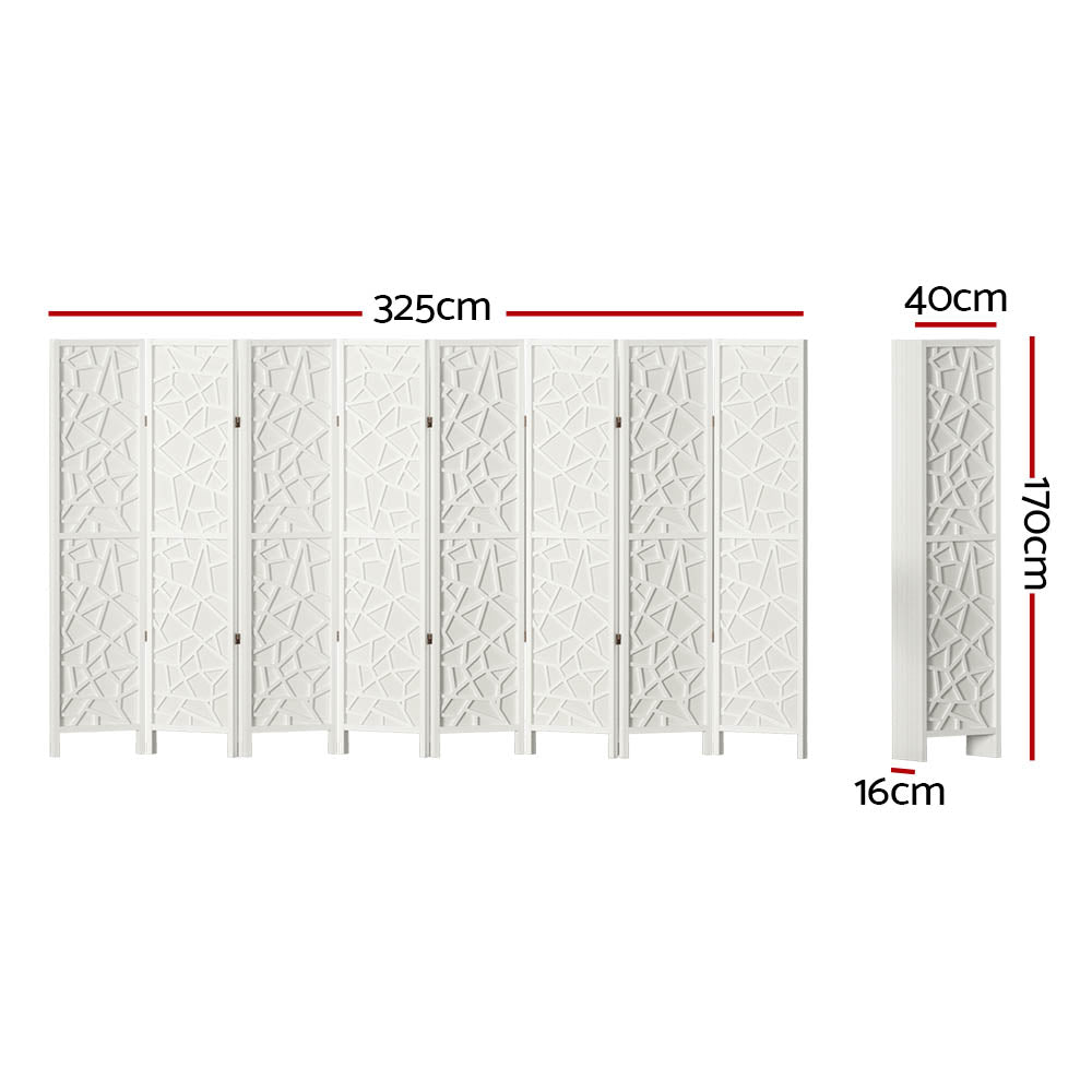 Lakes Entrance 8 Panel Room Divider Screen, White