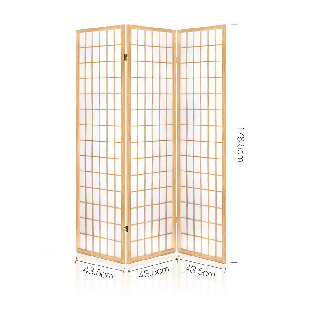 Cann River 3 Panel Pine Room Divider Screen, Natural view 2