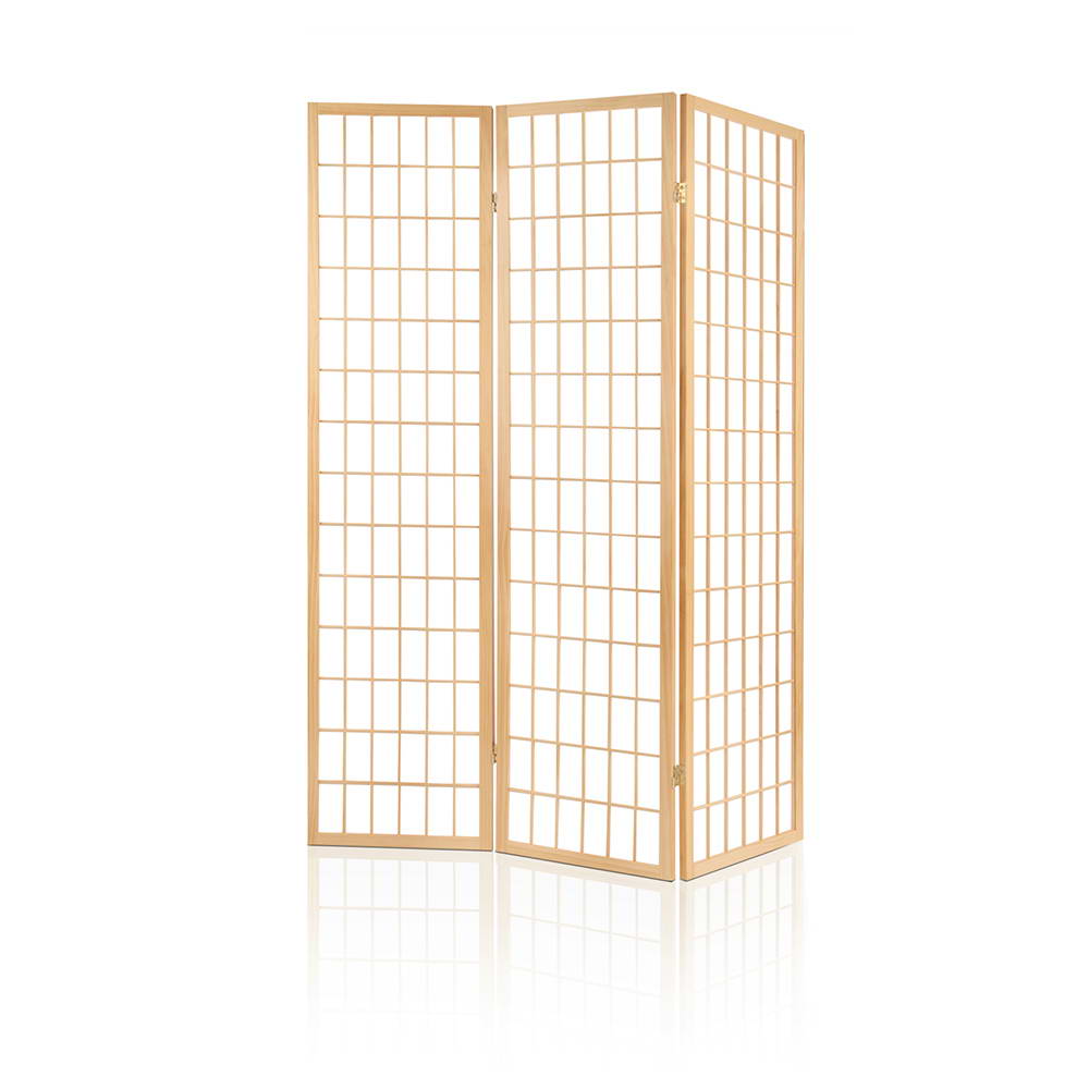 Cann River 3 Panel Pine Room Divider Screen, Natural view 3