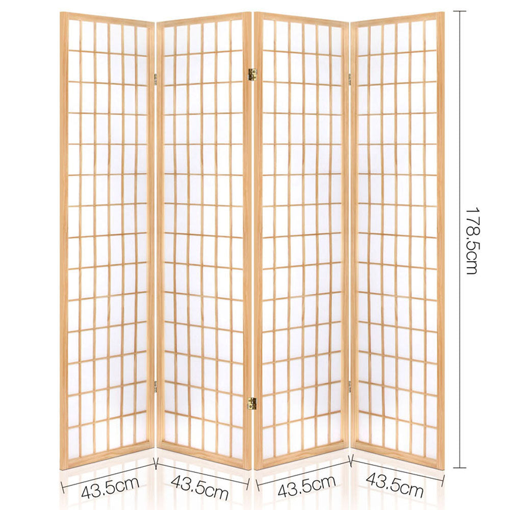 Cann River 4 Panel Pine Room Divider Screen, Natural view 2