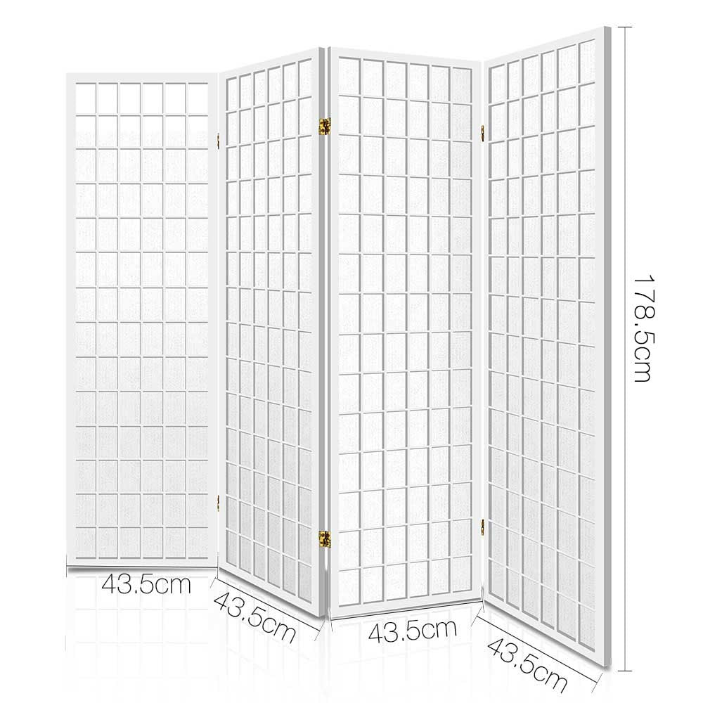 Cann River 4 Panel Pine Room Divider Screen, White view 2