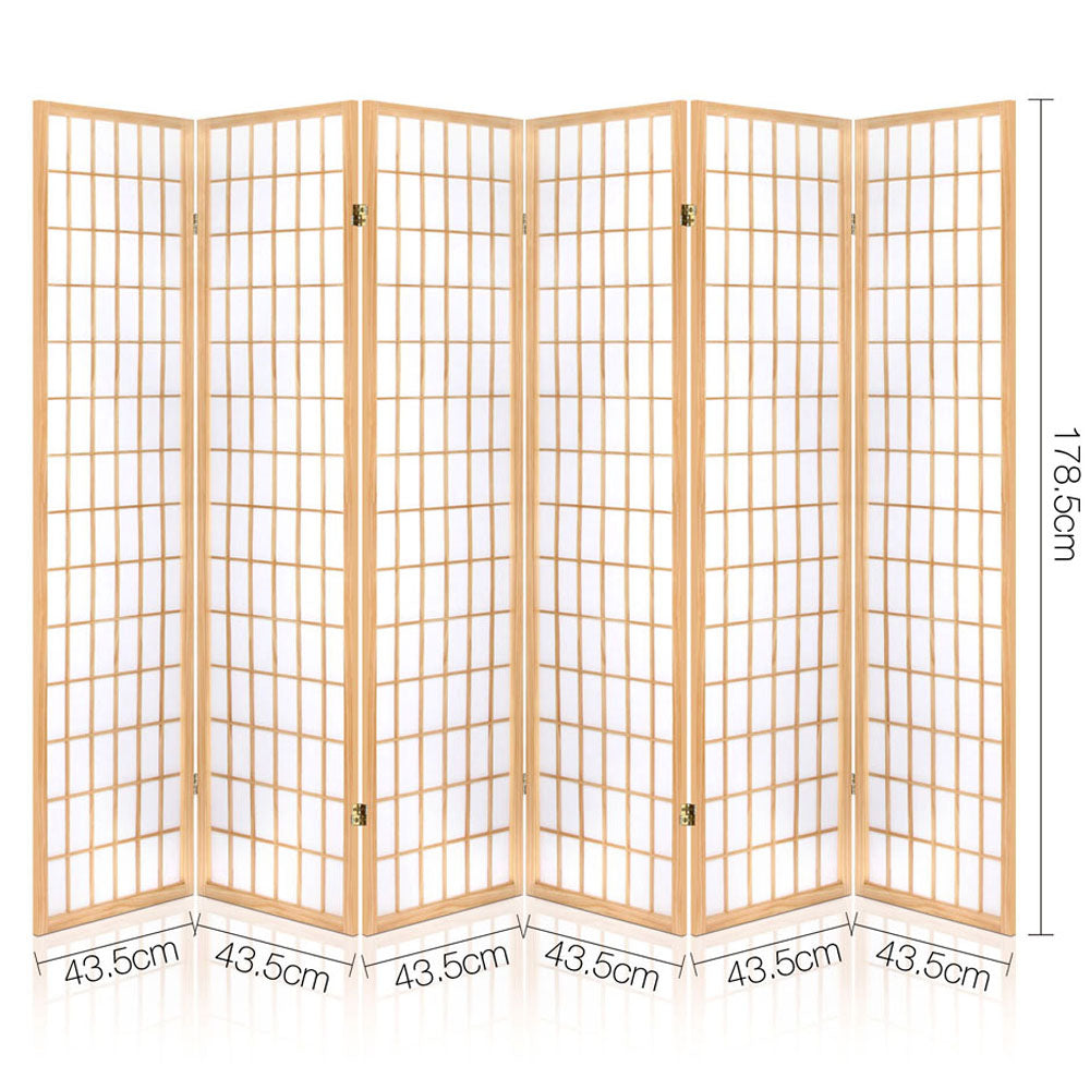 Cann River 6 Panel Pine Room Divider Screen, Natural view 2