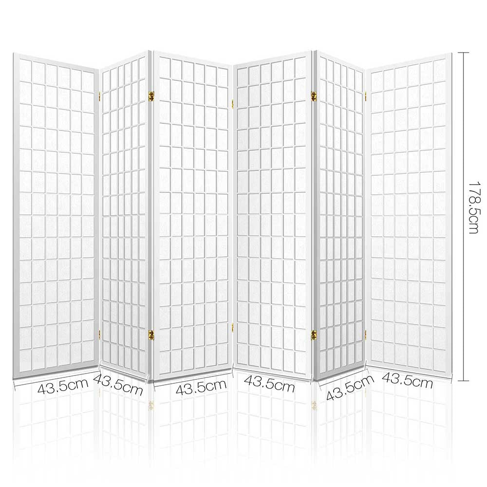 Cann River 6 Panel Pine Room Divider Screen, White view 2