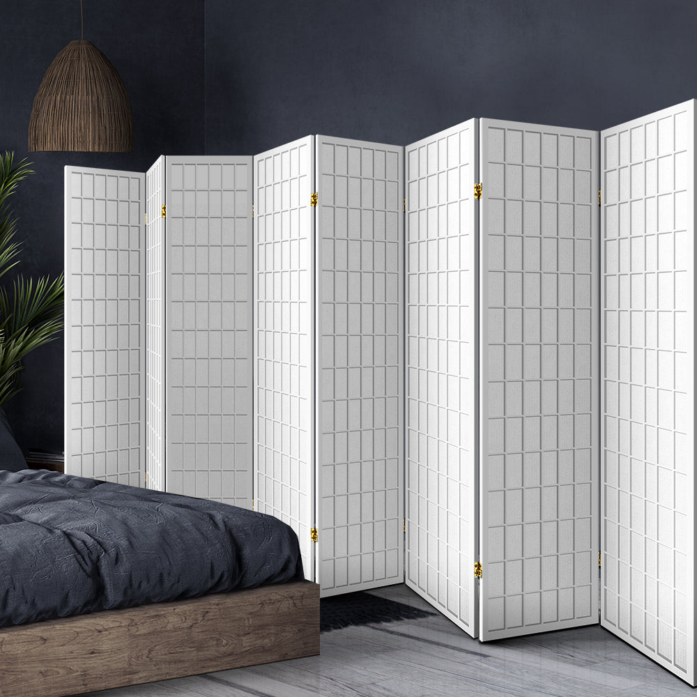 Cann River 8 Panel Pine Room Divider Screen, White