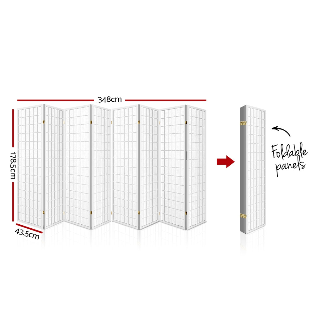 Cann River 8 Panel Pine Room Divider Screen, White view 2