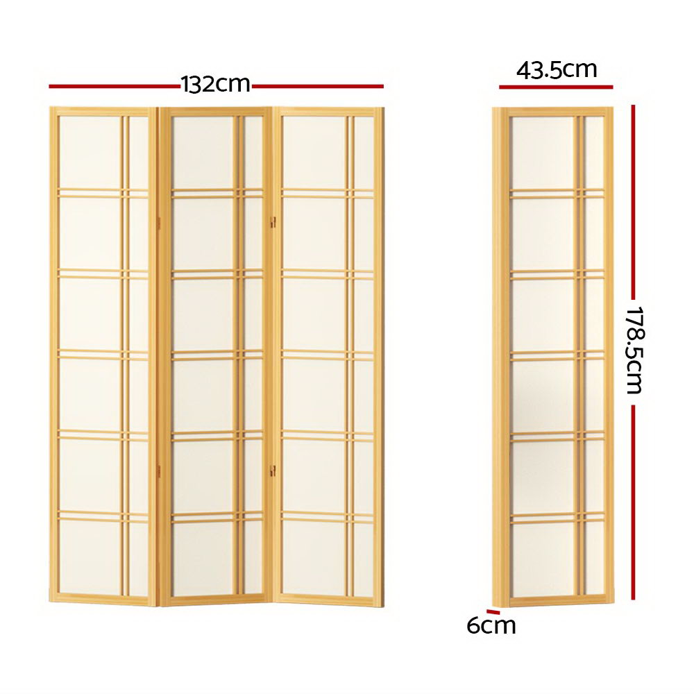Bairnsdale 3 Panel Room Divider Screen, Natural