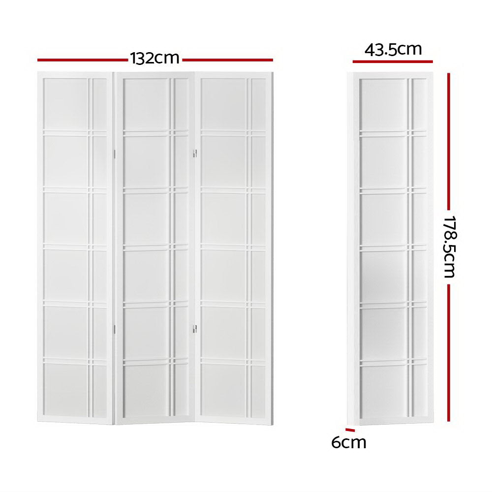 Bairnsdale 3 Panel Room Divider Screen, White