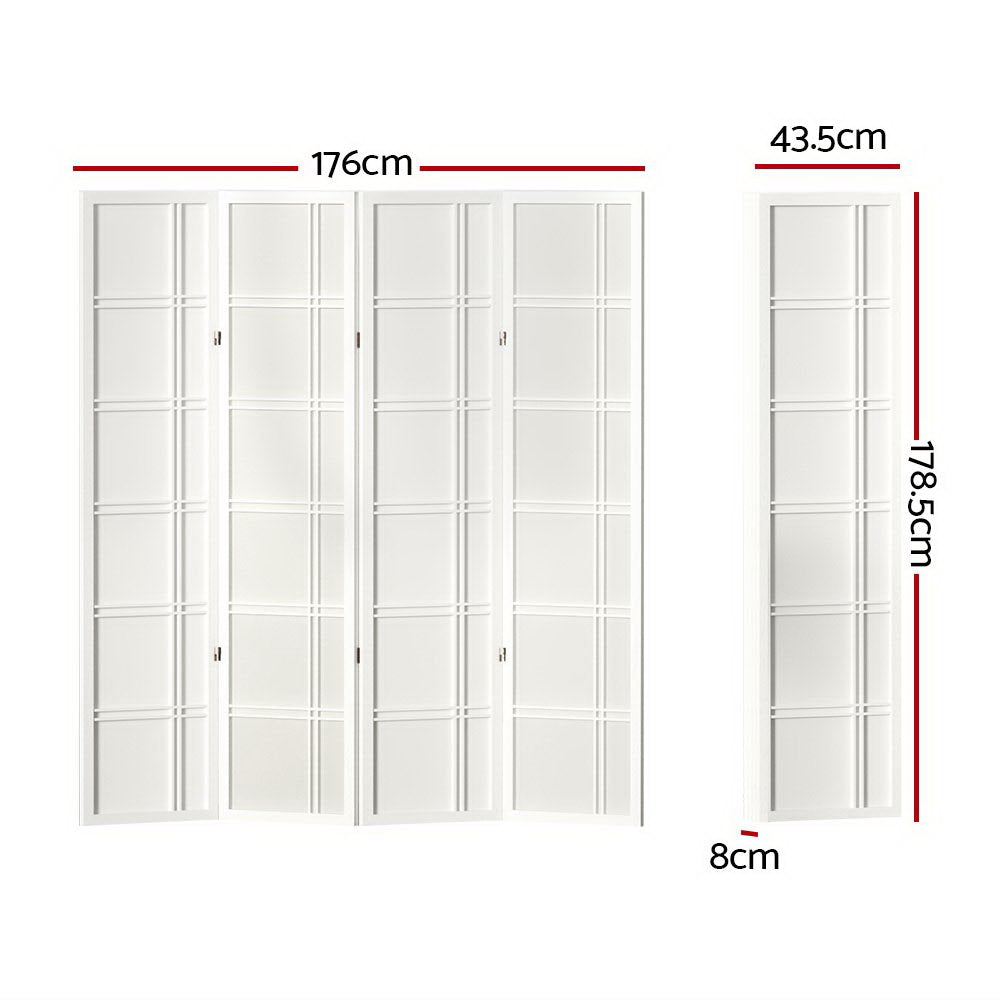 Bairnsdale 4 Panel Room Divider Screen, White