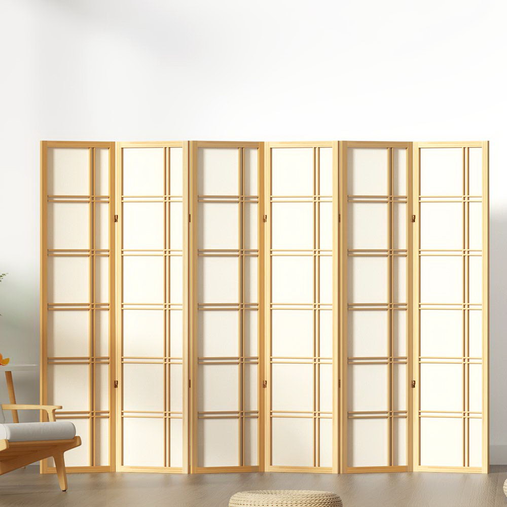 Bairnsdale 6 Panel Room Divider Screen, Natural