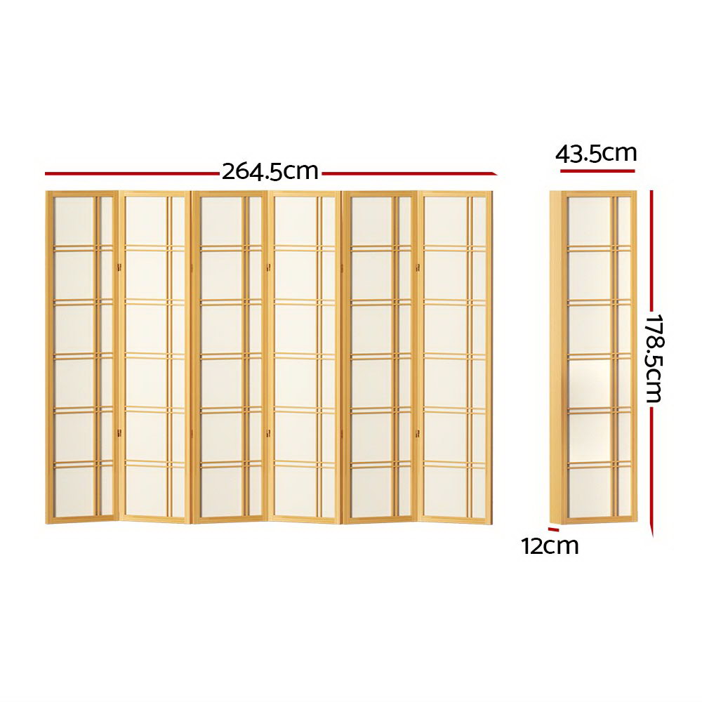 Bairnsdale 6 Panel Room Divider Screen, Natural