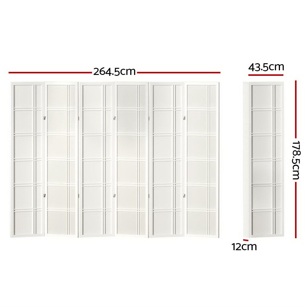 Bairnsdale 6 Panel Room Divider Screen, White