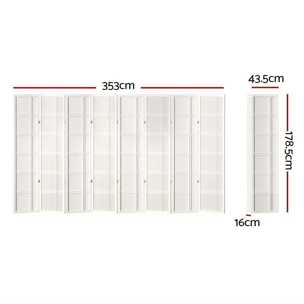 Bairnsdale 8 Panel Room Divider Screen, White