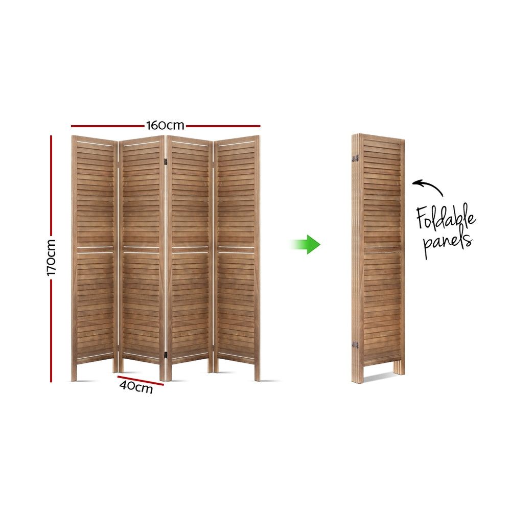 Orbost 4 Panel Louvre Room Divider Screen, Oak view 2