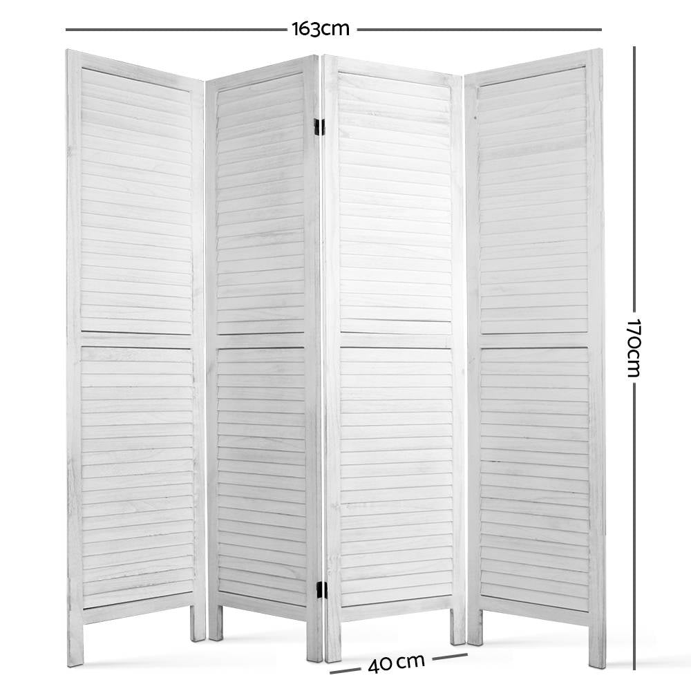 Orbost 4 Panel Louvre Room Divider Screen, White view 2