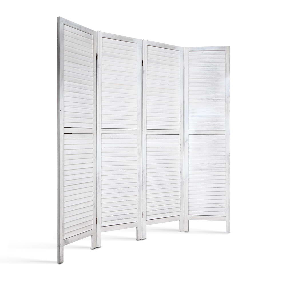 Orbost 4 Panel Louvre Room Divider Screen, White view 4