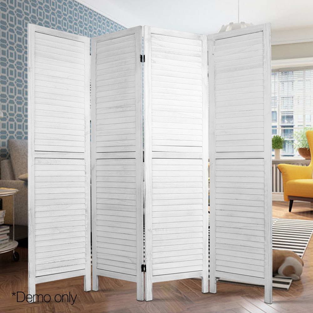 Orbost 4 Panel Louvre Room Divider Screen, White view 6