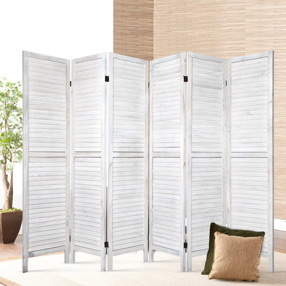Orbost 6 Panel Louvre Room Divider Screen, White
