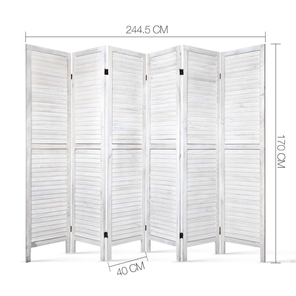 Orbost 6 Panel Louvre Room Divider Screen, White view 2