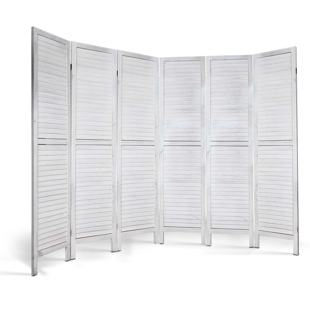 Orbost 6 Panel Louvre Room Divider Screen, White view 4