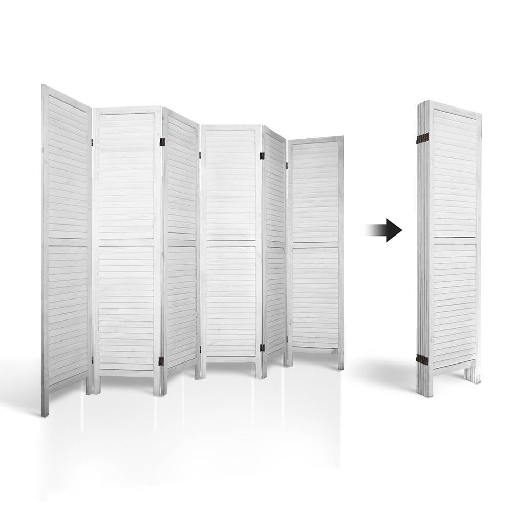 Orbost 6 Panel Louvre Room Divider Screen, White view 5