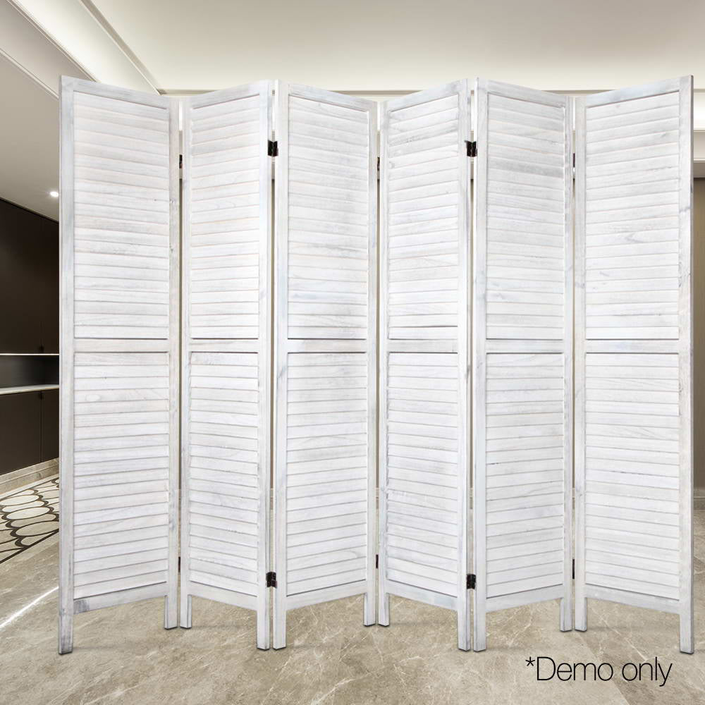 Orbost 6 Panel Louvre Room Divider Screen, White view 6