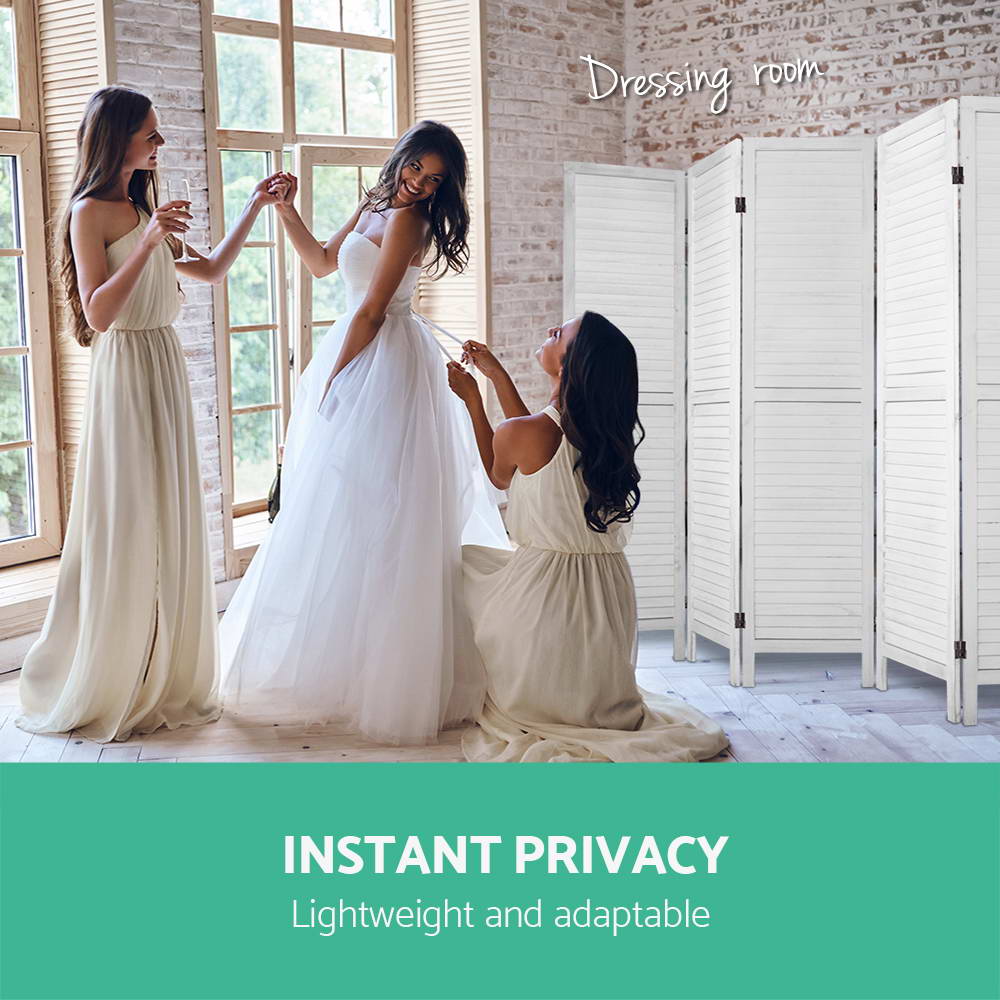 Orbost 6 Panel Louvre Room Divider Screen, White view 7