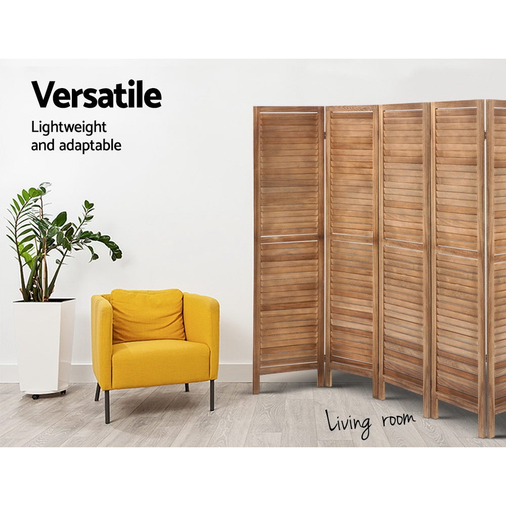Orbost 8 Panel Louvre Room Divider Screen, Oak view 5