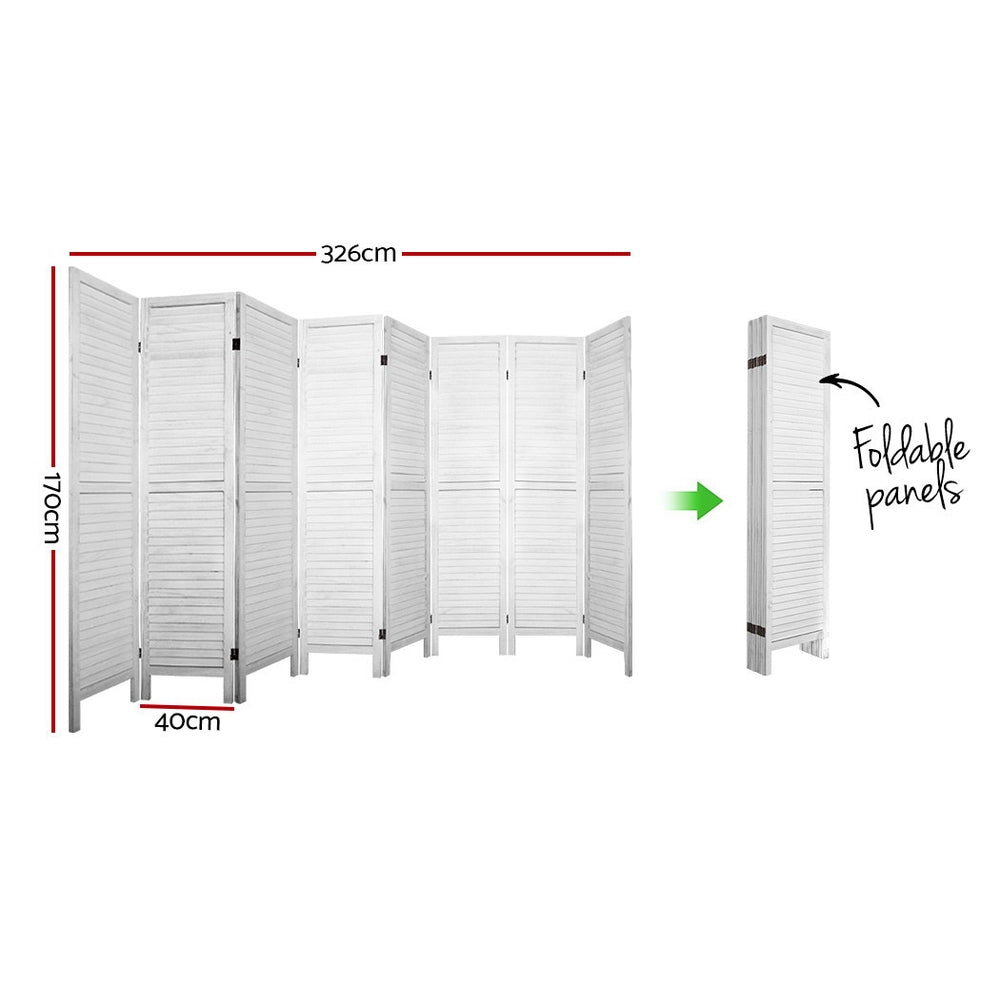 Orbost 8 Panel Louvre Room Divider Screen, White view 2