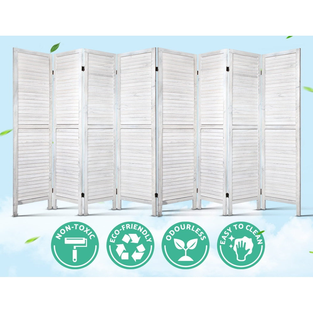 Orbost 8 Panel Louvre Room Divider Screen, White view 4