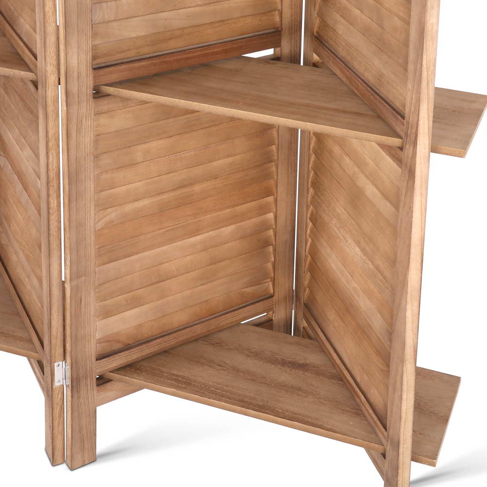 Marlo 4 Panel Shelf Room Divider Screen, Oak view 5