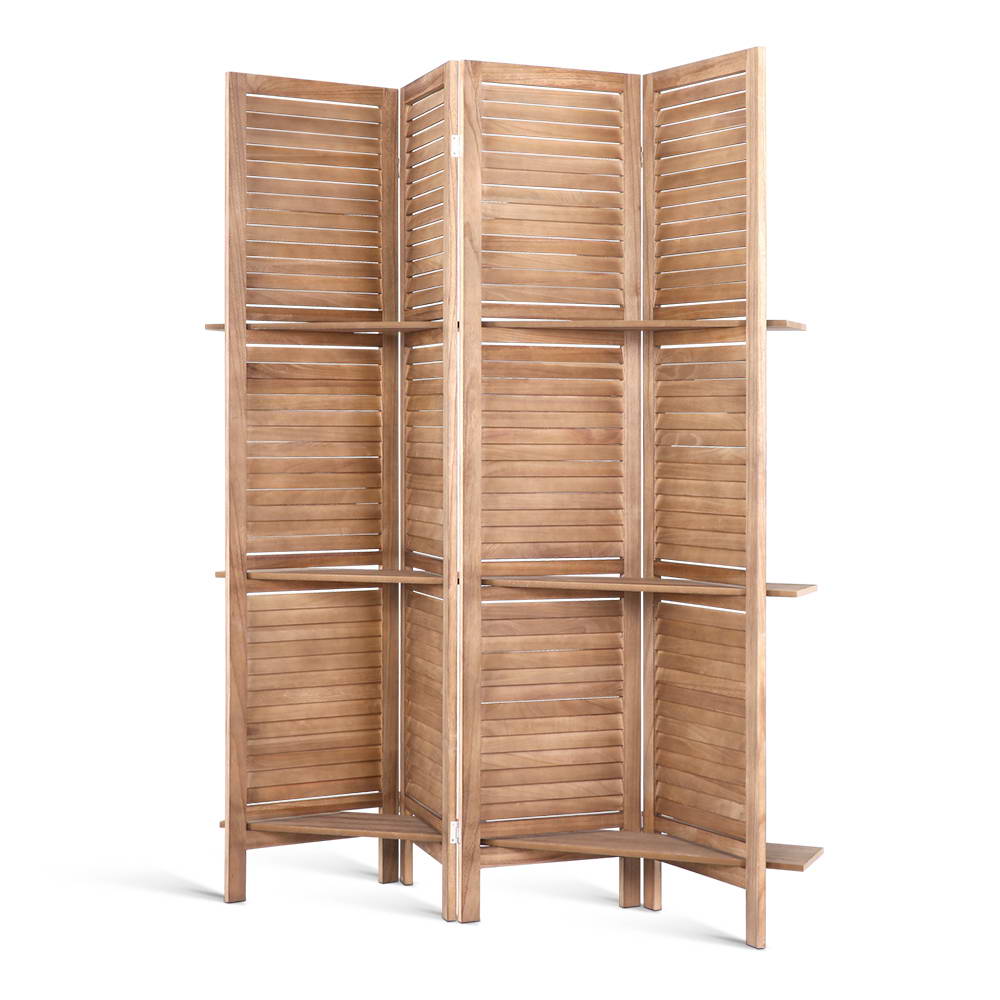 Marlo 4 Panel Shelf Room Divider Screen, Oak view 8