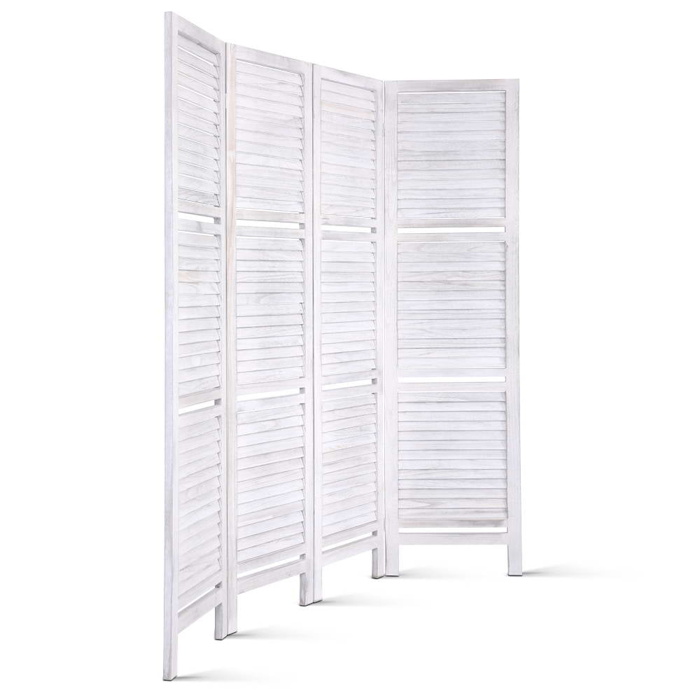 Marlo 4 Panel Shelf Room Divider Screen, White view 3