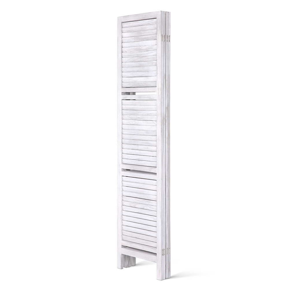 Marlo 4 Panel Shelf Room Divider Screen, White view 4