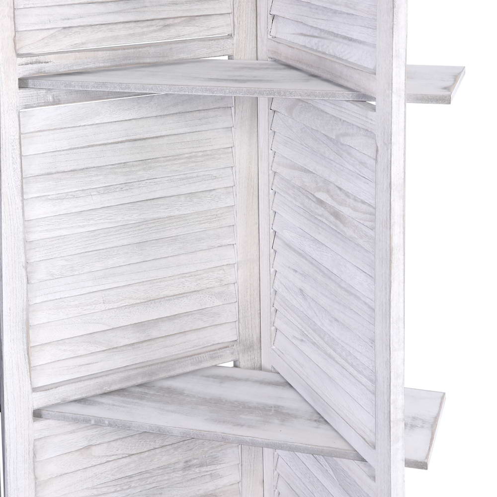 Marlo 4 Panel Shelf Room Divider Screen, White view 5