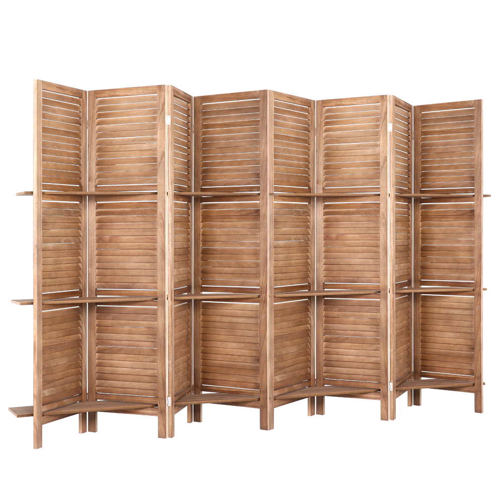 Marlo 8 Panel Shelf Room Divider Screen, Oak view 3