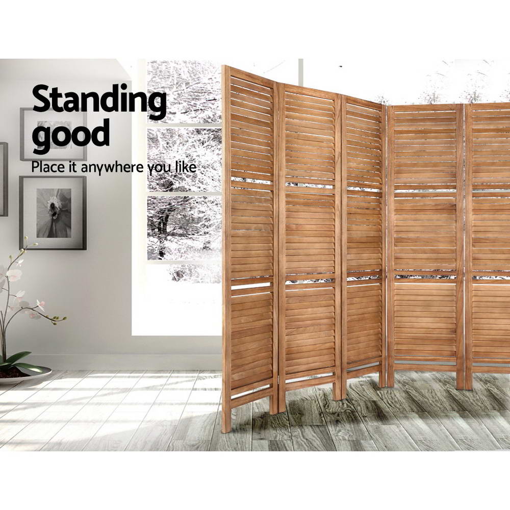 Marlo 8 Panel Shelf Room Divider Screen, Oak view 5