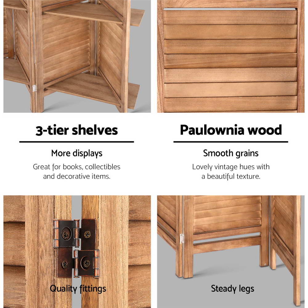 Marlo 8 Panel Shelf Room Divider Screen, Oak view 6