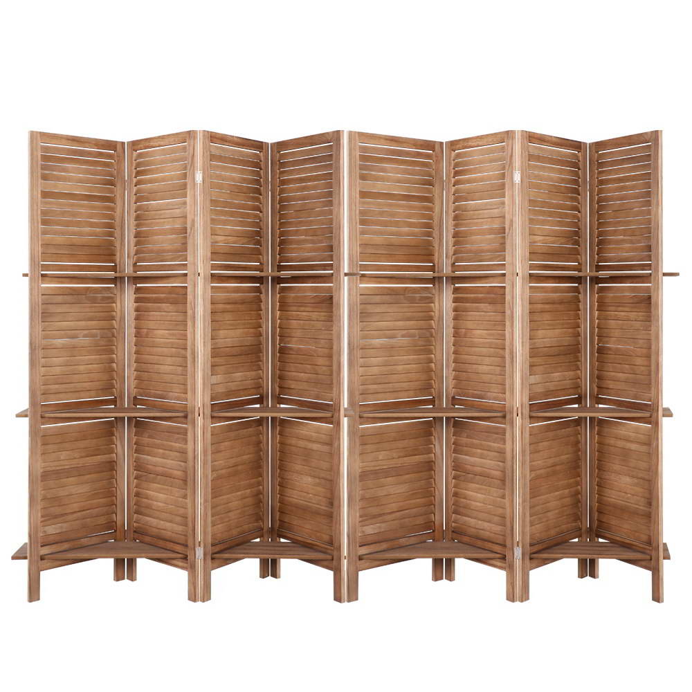 Marlo 8 Panel Shelf Room Divider Screen, Oak view 8