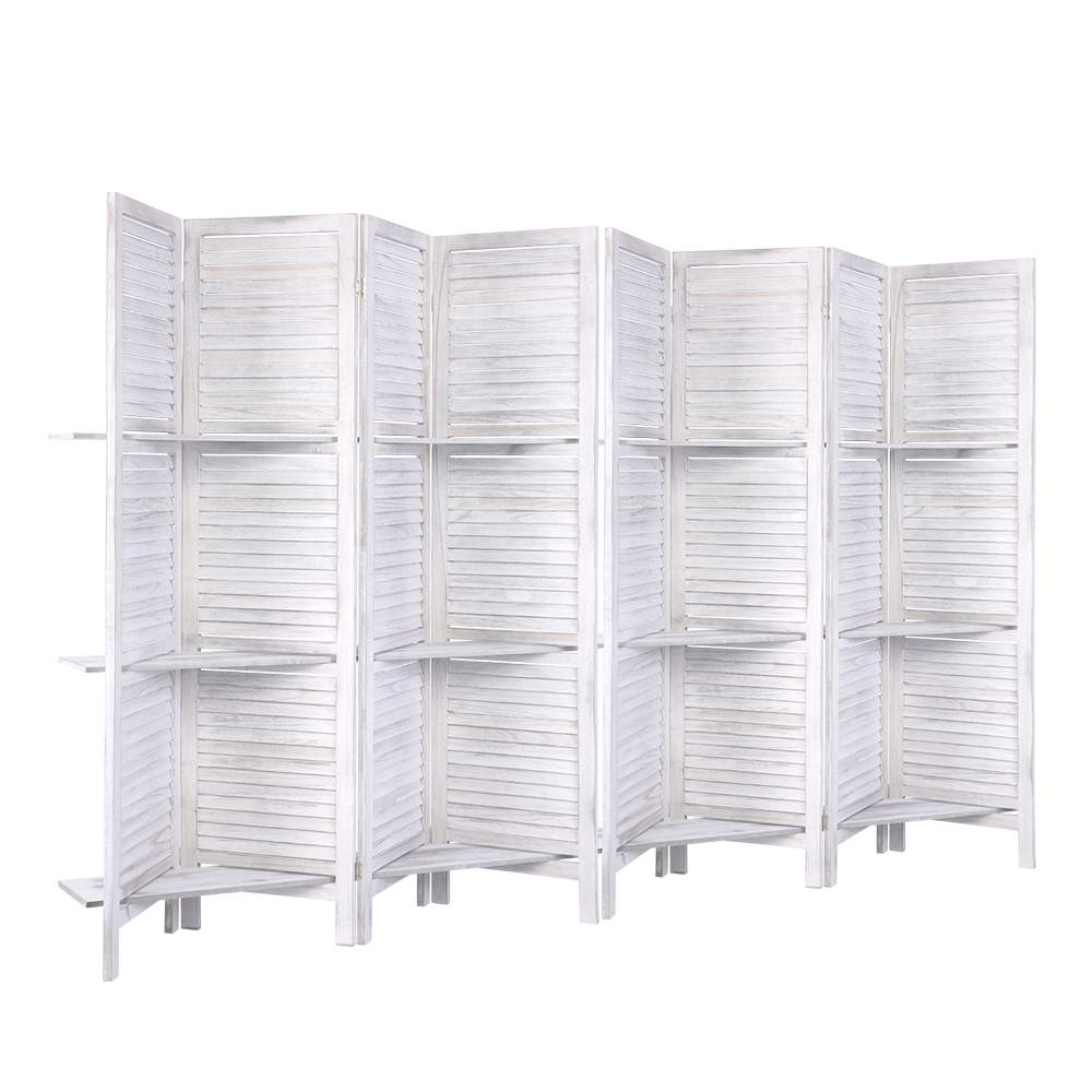 Marlo 8 Panel Shelf Room Divider Screen, White view 3