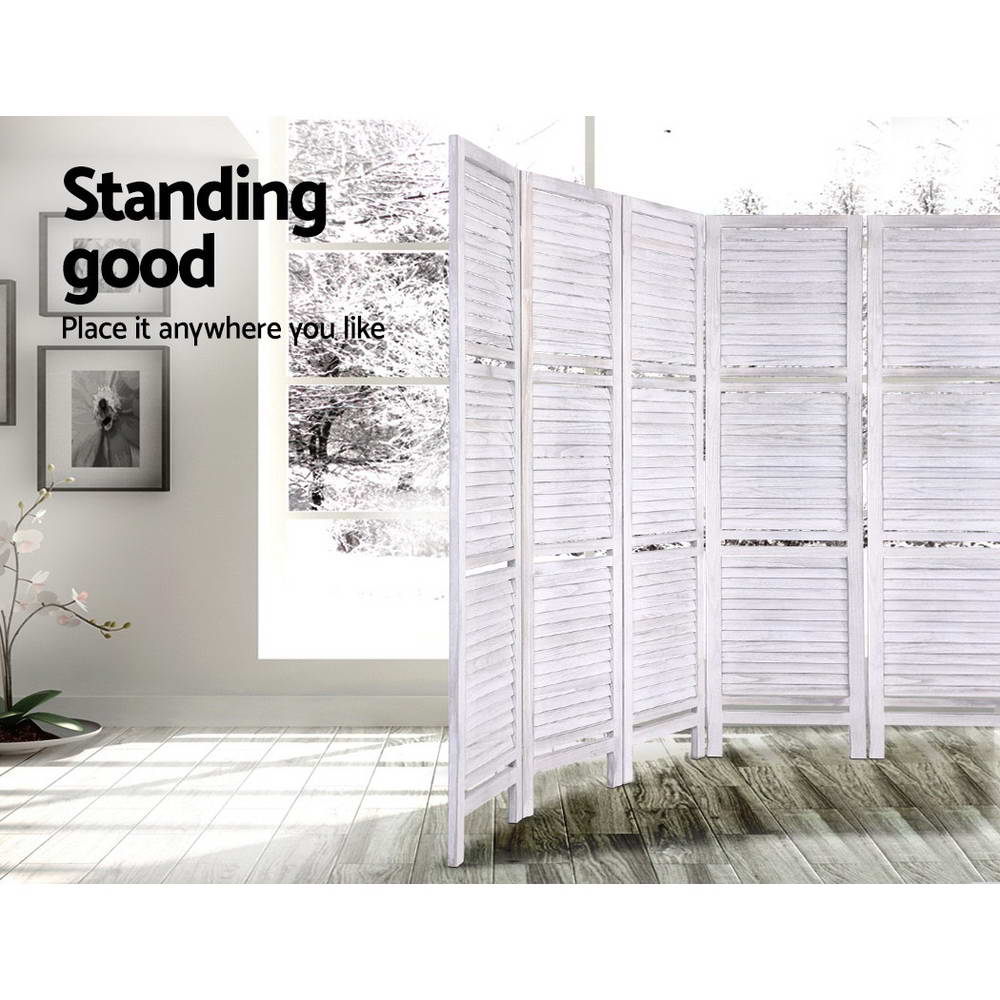 Marlo 8 Panel Shelf Room Divider Screen, White view 5