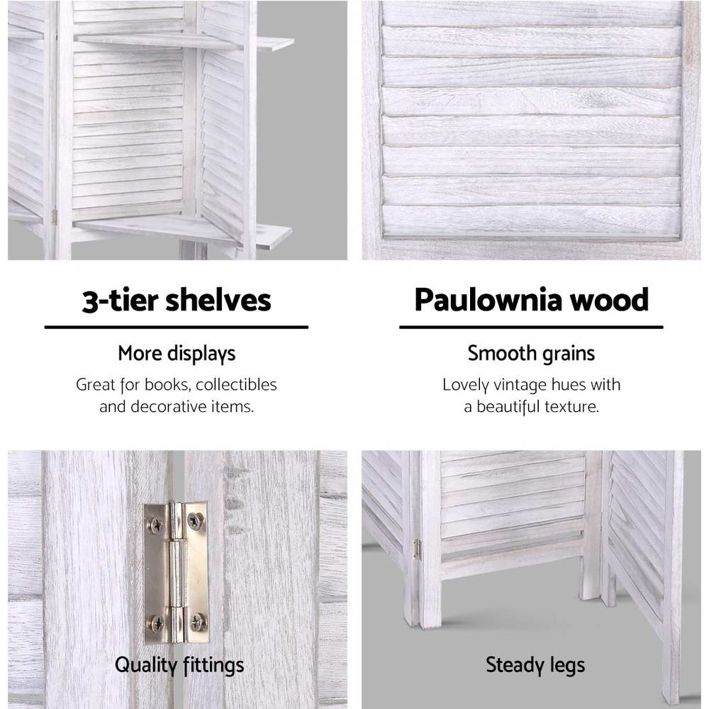 Marlo 8 Panel Shelf Room Divider Screen, White view 6