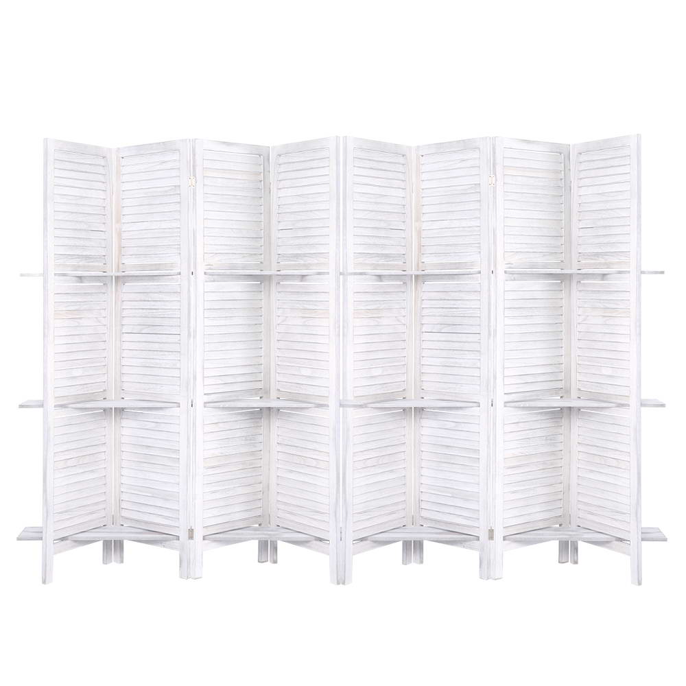 Marlo 8 Panel Shelf Room Divider Screen, White view 8