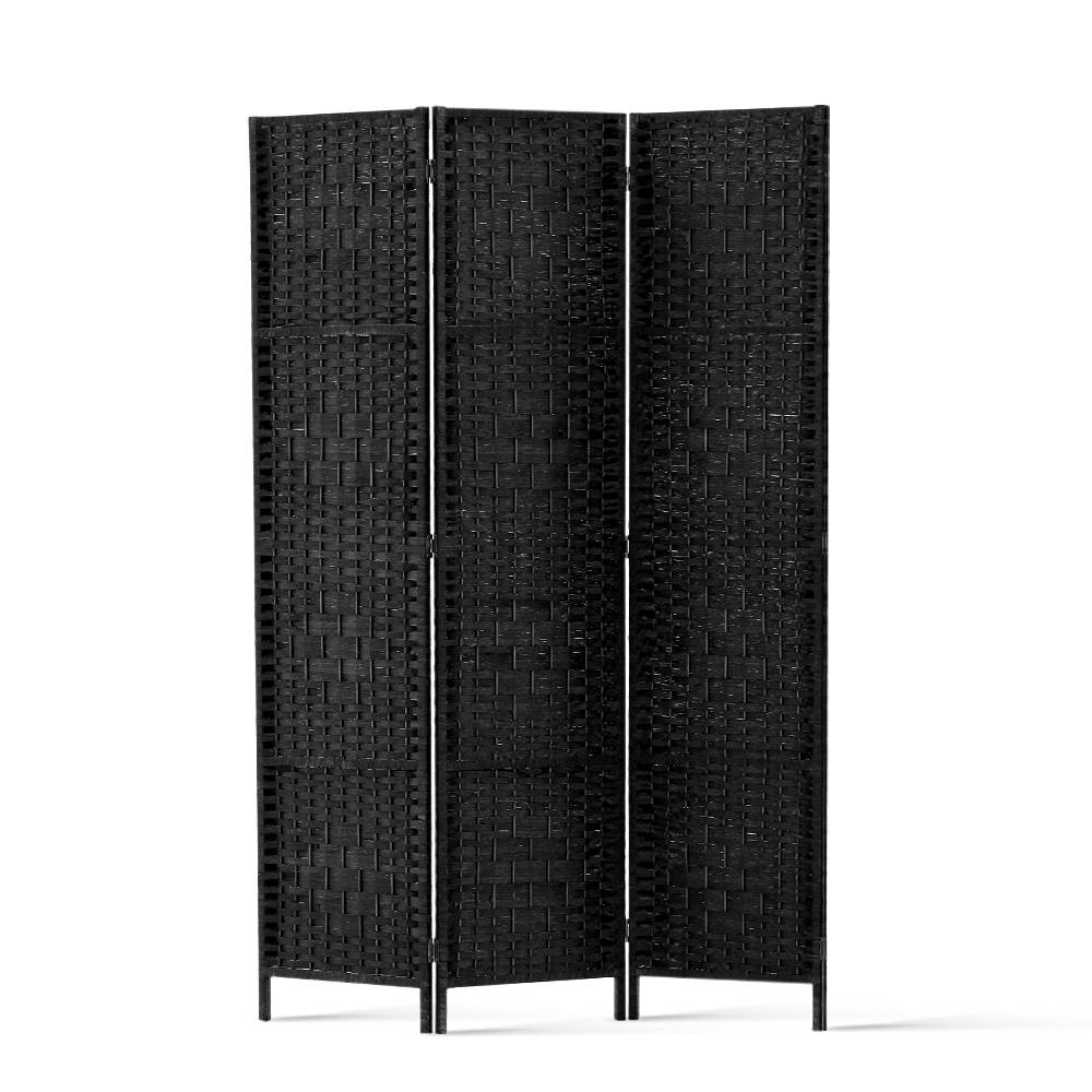 Paynesville 3 Panel Woven Room Divider Screen, Black