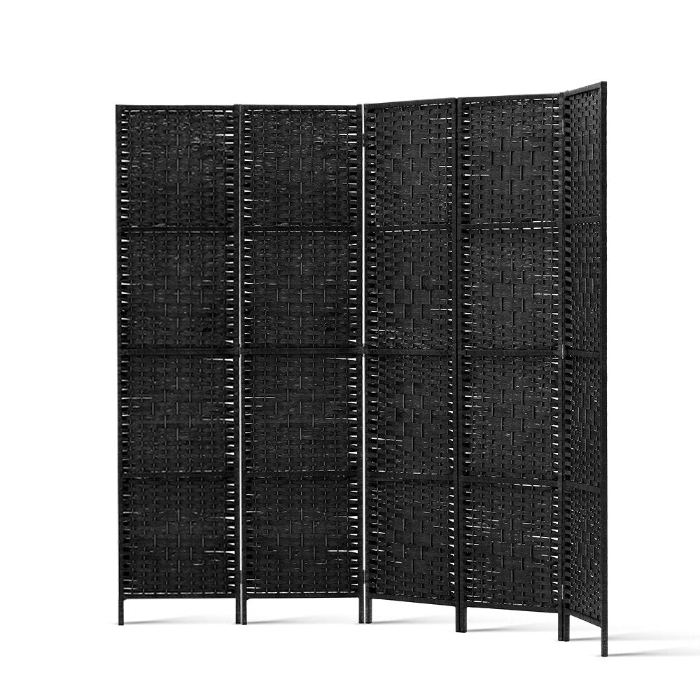 Paynesville 4 Panel Woven Room Divider Screen, Black