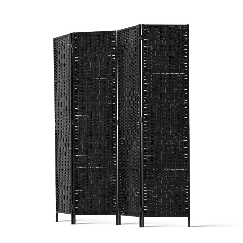 Paynesville 4 Panel Woven Room Divider Screen, Black