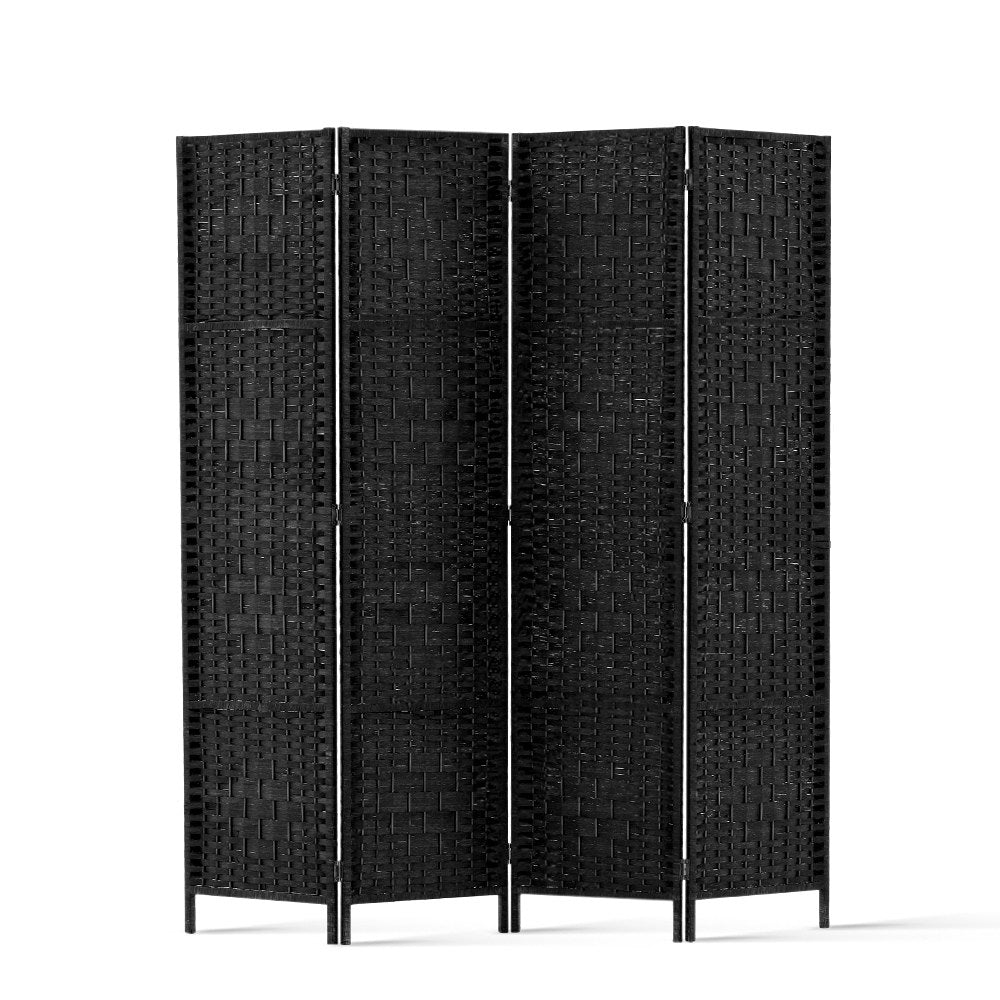 Paynesville 4 Panel Woven Room Divider Screen, Black