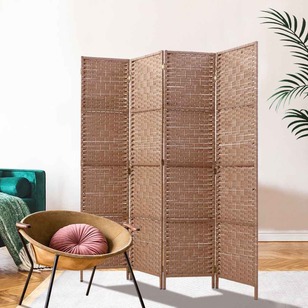 Paynesville 4 Panel Woven Room Divider Screen, Natural