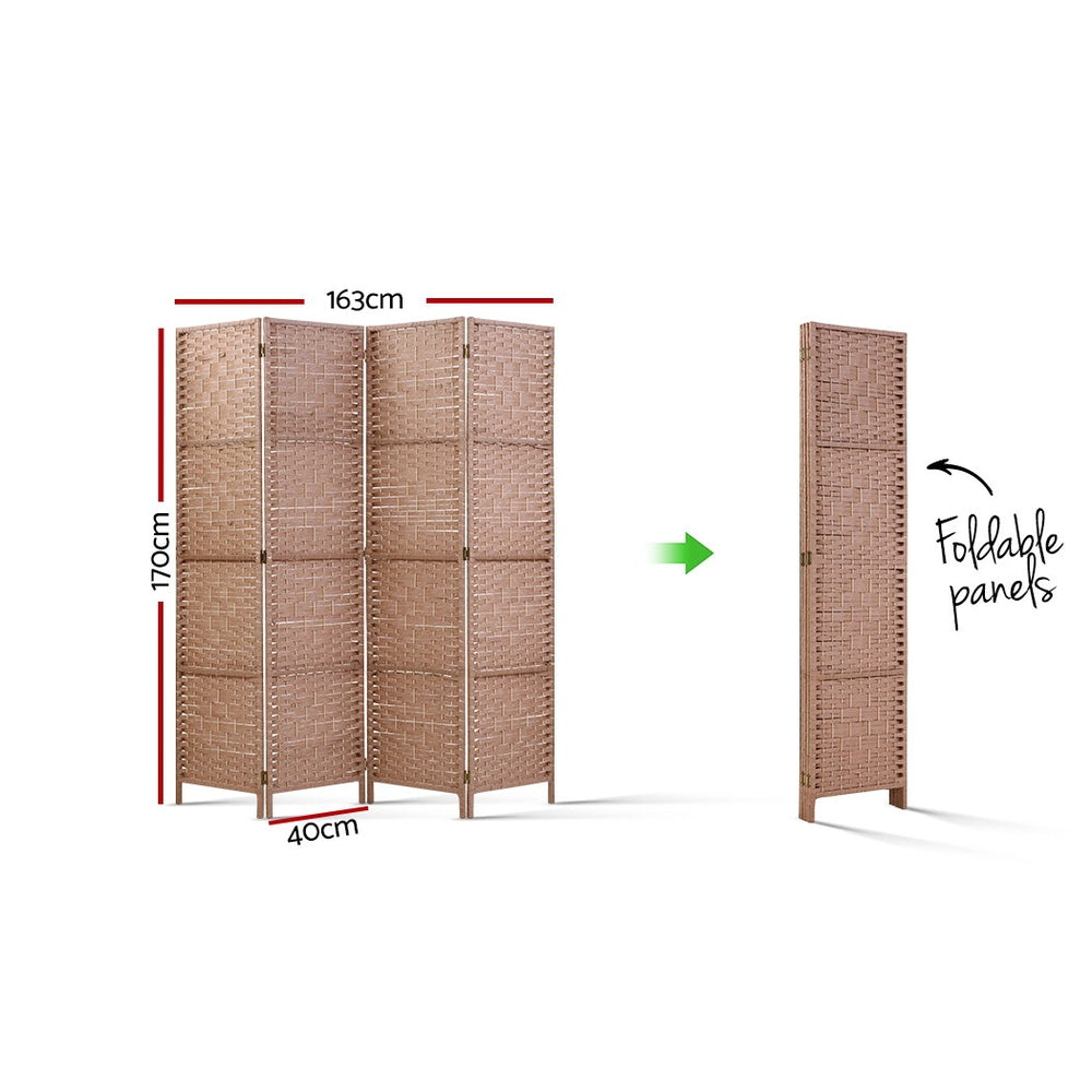 Paynesville 4 Panel Woven Room Divider Screen, Natural
