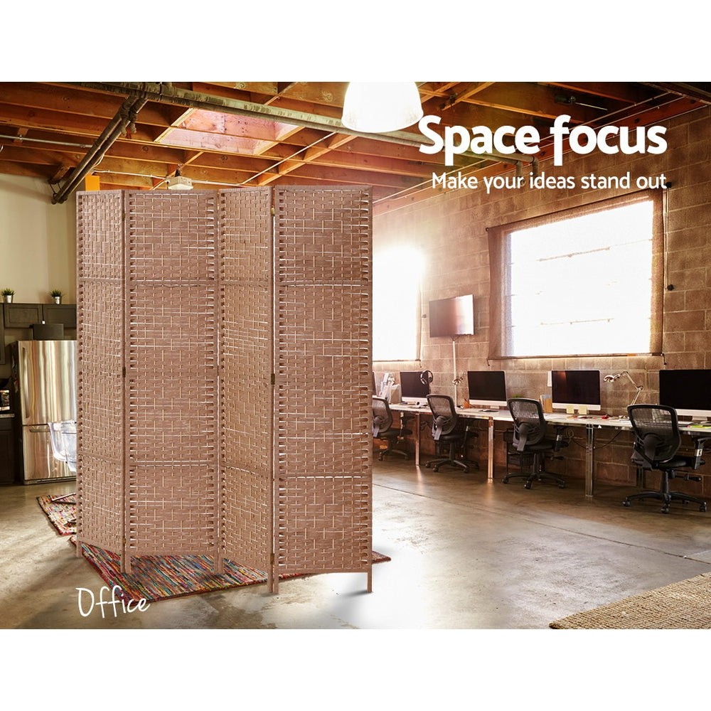 Paynesville 4 Panel Woven Room Divider Screen, Natural