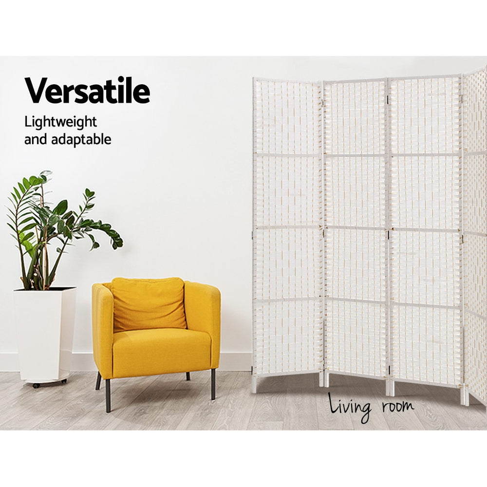 Paynesville 4 Panel Woven Room Divider Screen, White